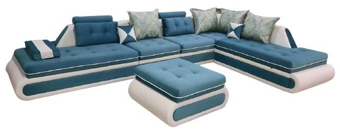 Диван Aibyn Cozy Lux 400x250 см с пуфом бирюзовый