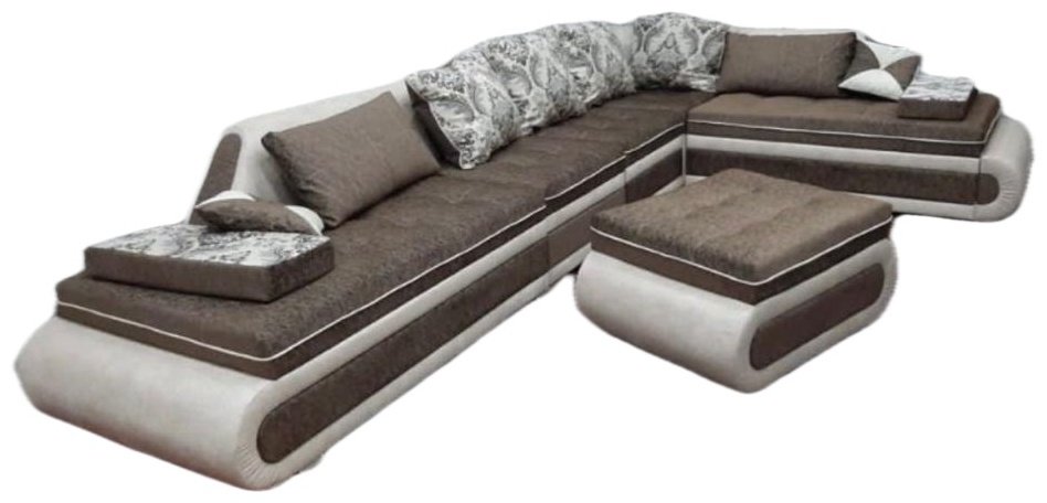 Диван Aibyn Atlas Lux 420x95 см с пуфом коричневый