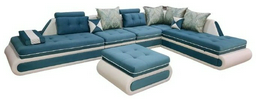 Диван Aibyn Cozy Lux 400x250 см с пуфом бирюзовый