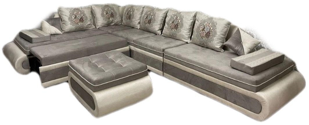 Диван Aibyn Atlas Lux 420x95 см с пуфом серебристый купить,590000
