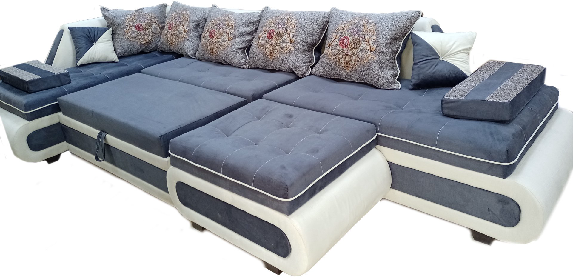 Диван Aibyn Atlas Lux 400x200 см с пуфом серый купить,590000