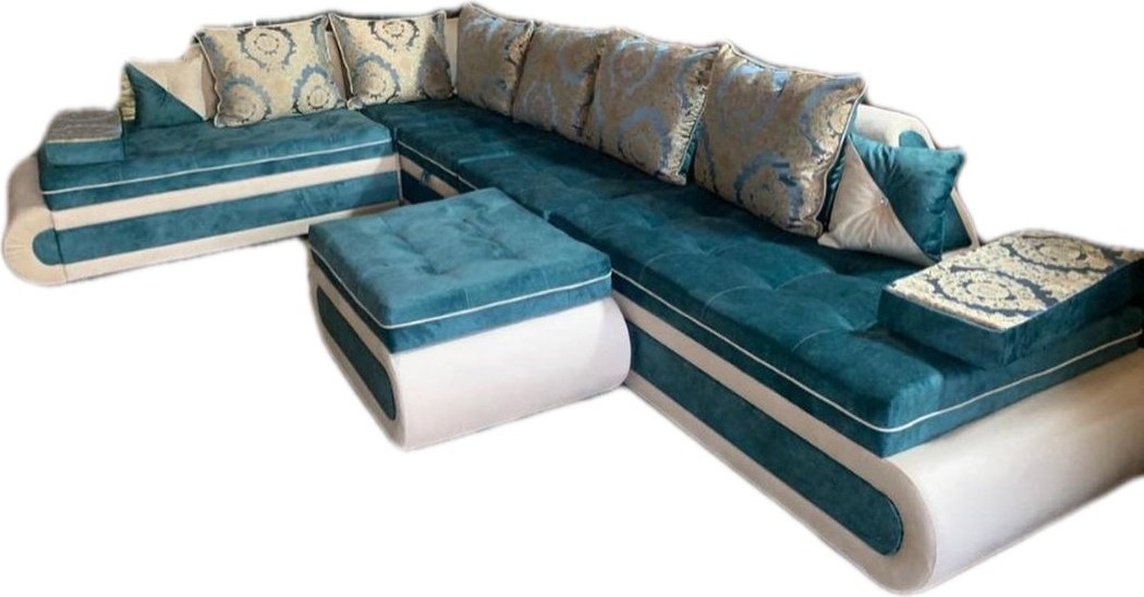 Диван Aibyn Atlas Lux 420x95 см с пуфом зеленый