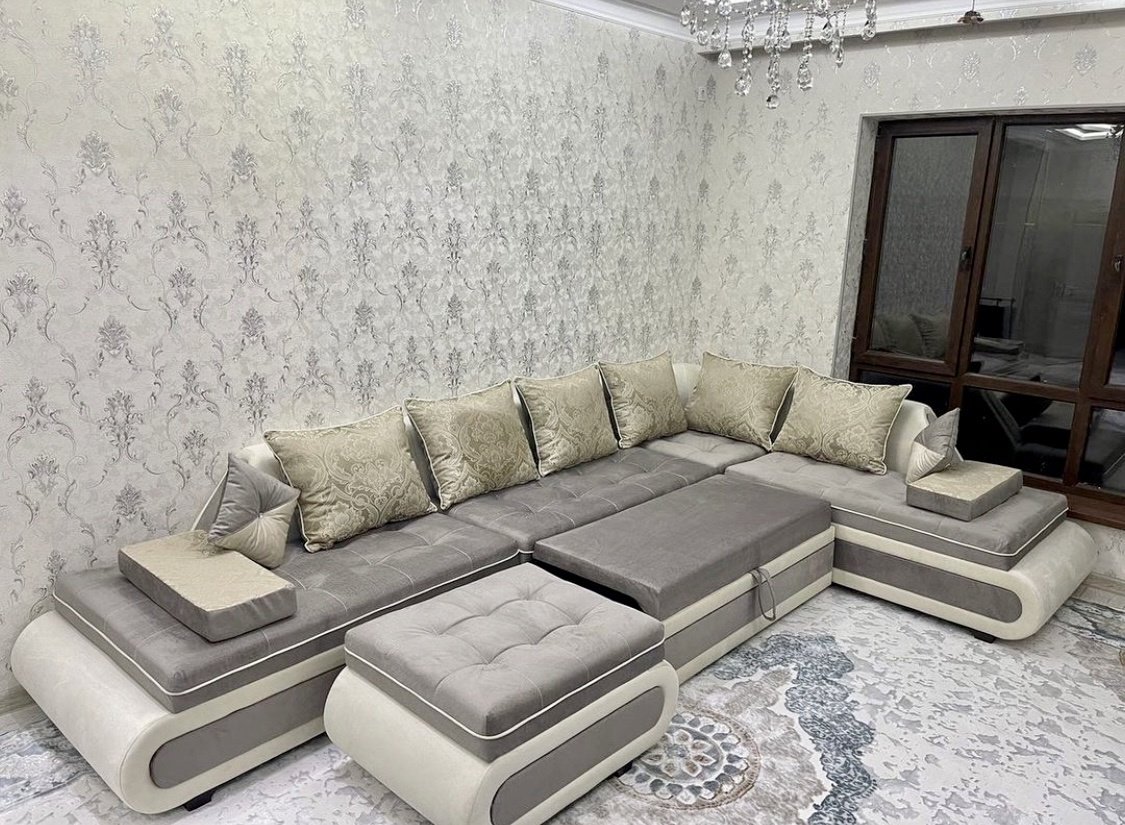 Диван Aibyn Lux 420x265 см с пуфом серый - ForteMarket Диван Aibyn Lux 420x265 см с пуфом серый купить,0
