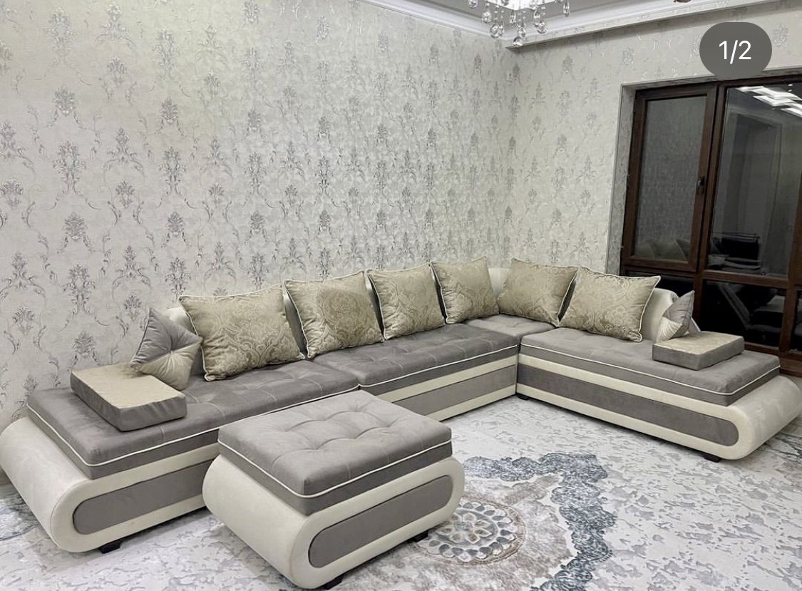 Диван Aibyn Lux 420x265 см с пуфом серый - ForteMarket Диван Aibyn Lux 420x265 см с пуфом серый купить,0