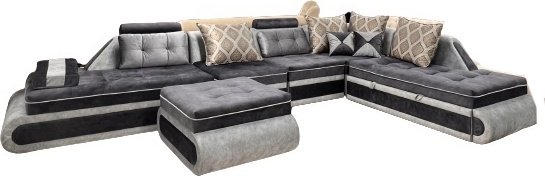 Диван Aibyn Atlas Lux 400x250 см с пуфом серый