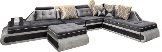 Диван Aibyn Atlas Lux 400x250 см с пуфом серый