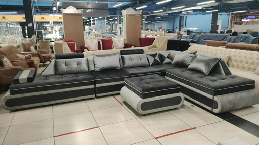 Диван Aibyn Atlas Lux 400x250 см с пуфом серый