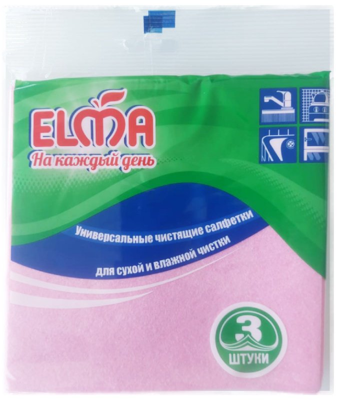 Тряпка универсальная Elma чистящие 3 шт, вискоза купить,NaN