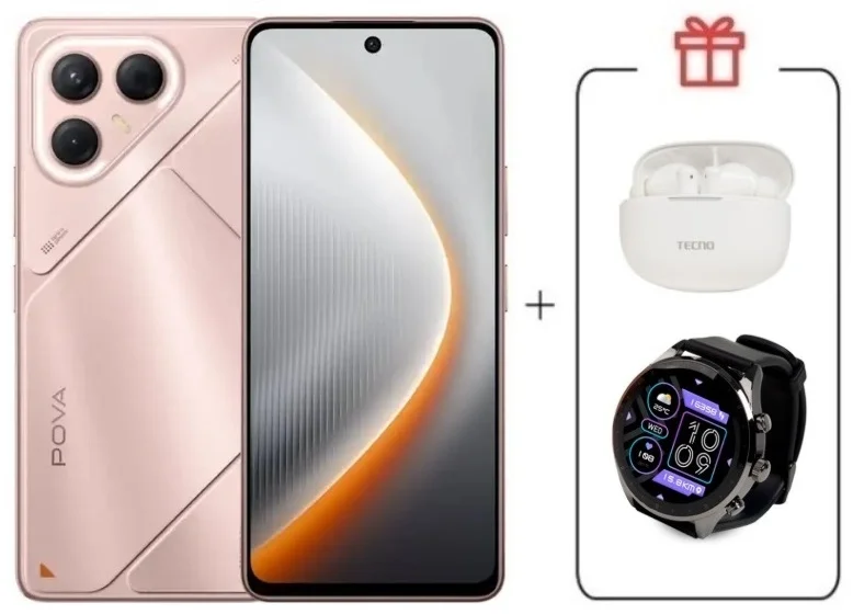 Смартфон Tecno Pova 7 5G 8/128Gb Stardust Pink + подарок купить,NaN