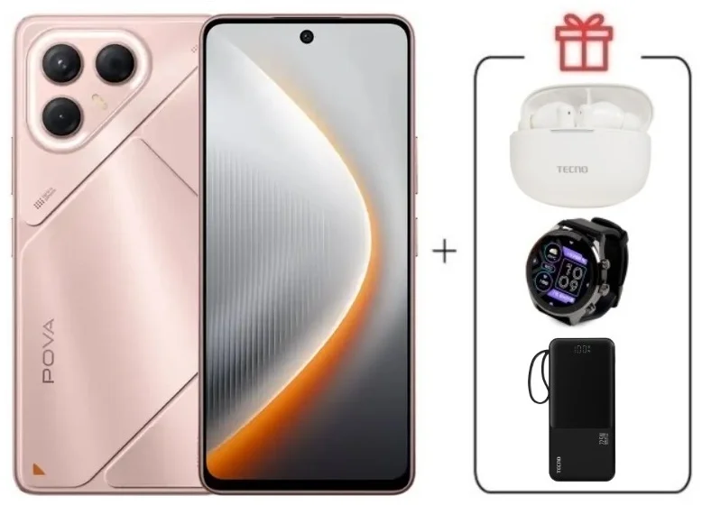 Смартфон Tecno Pova 7 5G 8/128Gb Stardust Pink + подарок купить,NaN