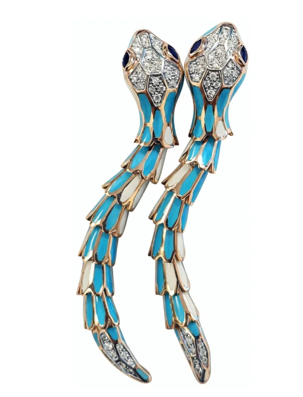 Серьги RF Jewels Serpenti розовое/белое золото 1гр, серебро 18.6гр купить,2500000