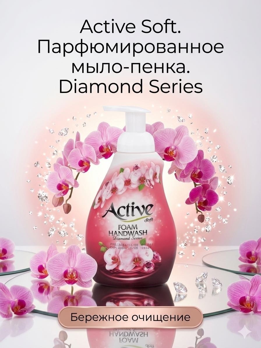 Жидкое мыло туалетное Active Diamond Series Орхидея 500 мл купить,NaN