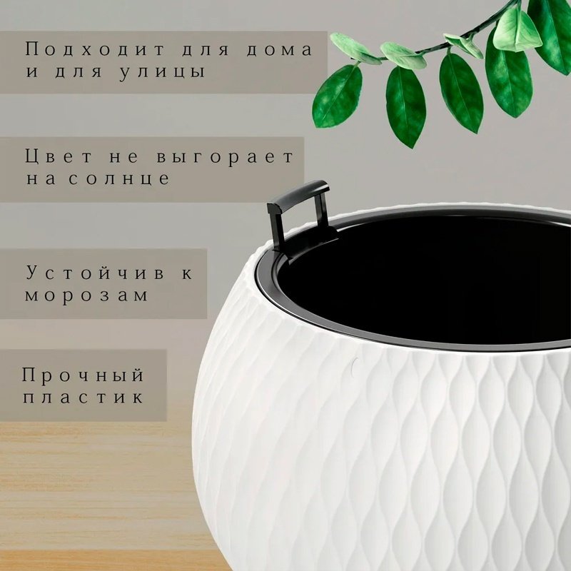 Кашпо для дома Альтернатива Жемчужина 4 л, пластик купить,NaN