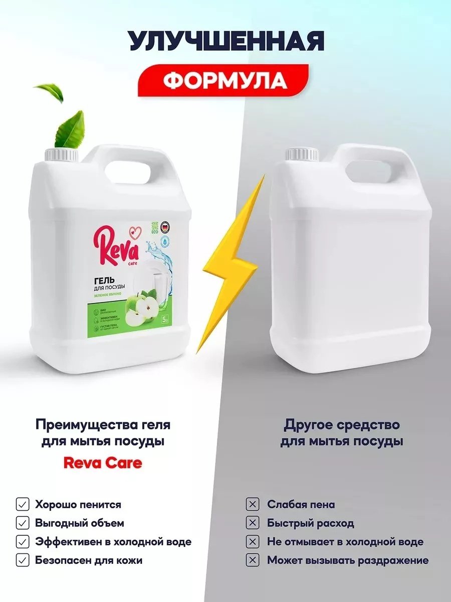Reva Care жидкое средство для посуды Зелёное Яблоко 5 купить,NaN
