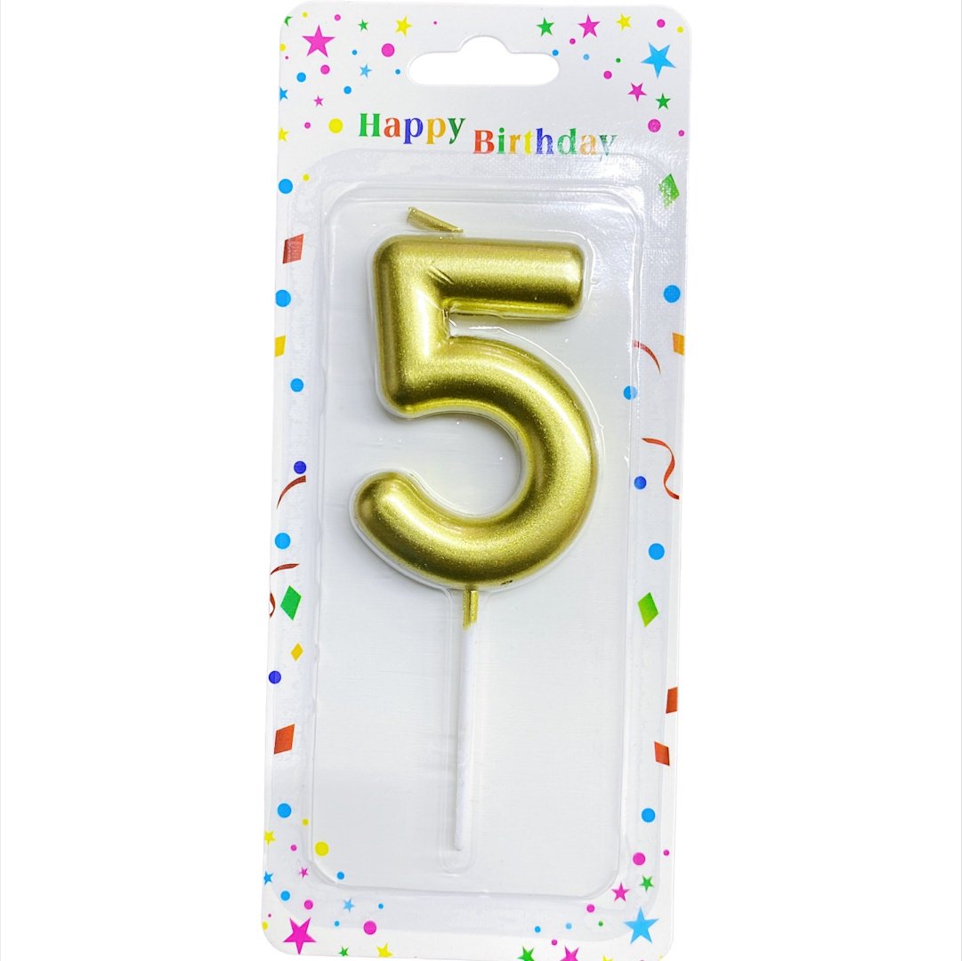 Свеча Happy candle цифра 5, 1 шт 5 см купить,NaN