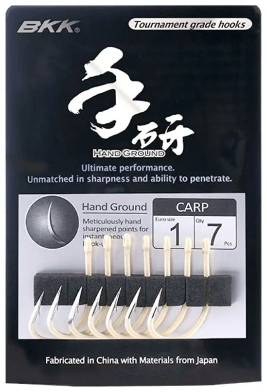 Крючок для рыбалки BKK CARP HOOK Hand Ground White Nickel - YELLOW №2, 8шт одинарный серебристый 8 шт
