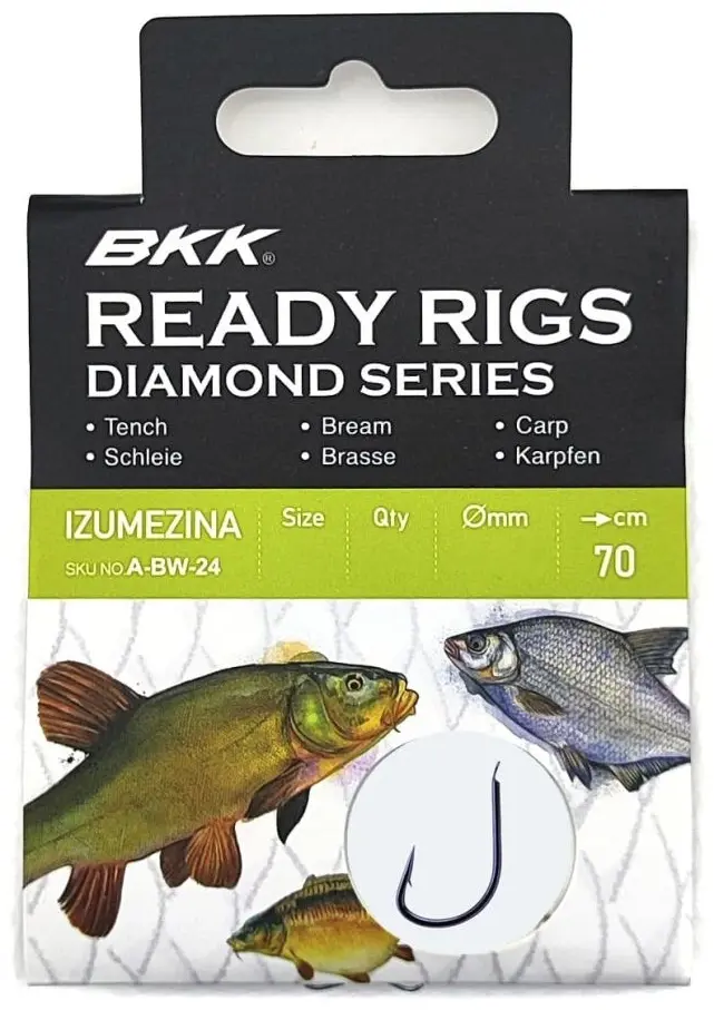 Крючок для рыбалки BKK Поводки с крючками Ready Rig Diamond - Izumezina BN №8, Ø 0.18, 70cm A-BW-2415 одинарный черный 10 шт