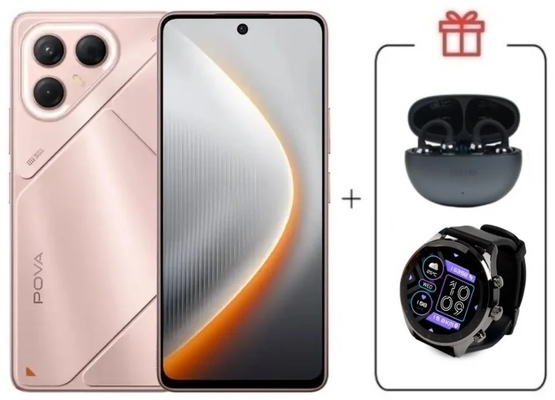 Смартфон Tecno Pova 7 5G 8/128Gb Stardust Pink + подарок купить,NaN