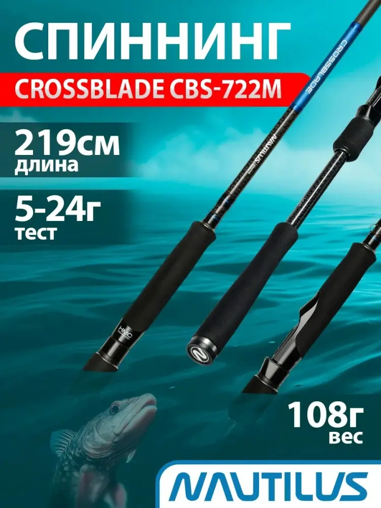 Удилище NAUTILUS Crossblade CBS-722M 219см 5-24гр спиннинговое 2.19 м купить,NaN