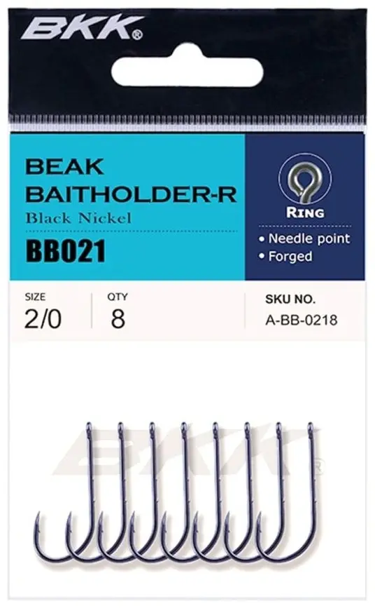 Крючок для рыбалки BKK Beak Baitholder-R Black Nickel №2 одинарный черный 9 шт