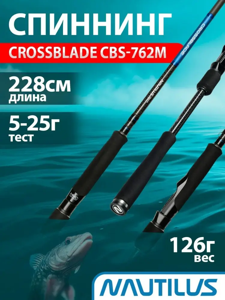 Удилище NAUTILUS Crossblade CBS-762M 228см 5-25гр спиннинговое 2.28 м купить,NaN