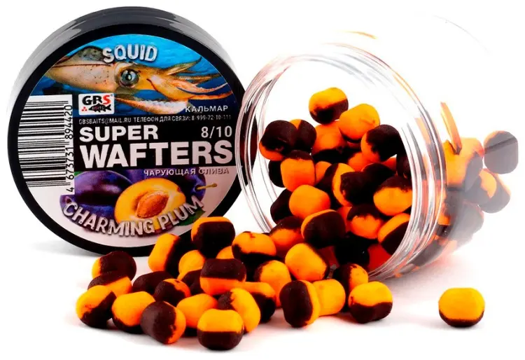 Прикормка GBS Baits Wafters Кальмар и Чарующая слива 0.066 кг купить,NaN