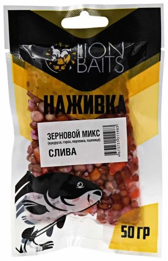 Прикормка Lion Baits LBZM-03 Зерновой микс Наживка Слива 0.05 кг купить,NaN
