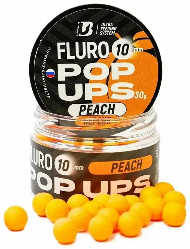 Прикормка ULTRABAITS Pop Ups 10 мм Персик 0.03 кг купить,NaN