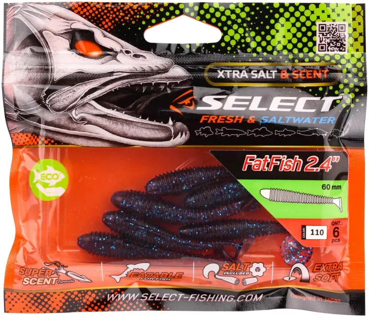 Мягкая приманка SELECT Fatfish 2.4 1870.27.34 6 шт 60 мм 110