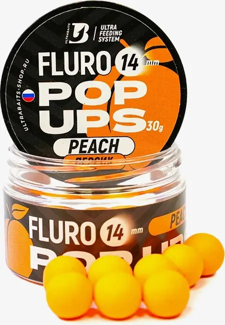 Прикормка ULTRABAITS Pop Ups 14 мм Персик 30 кг купить,NaN