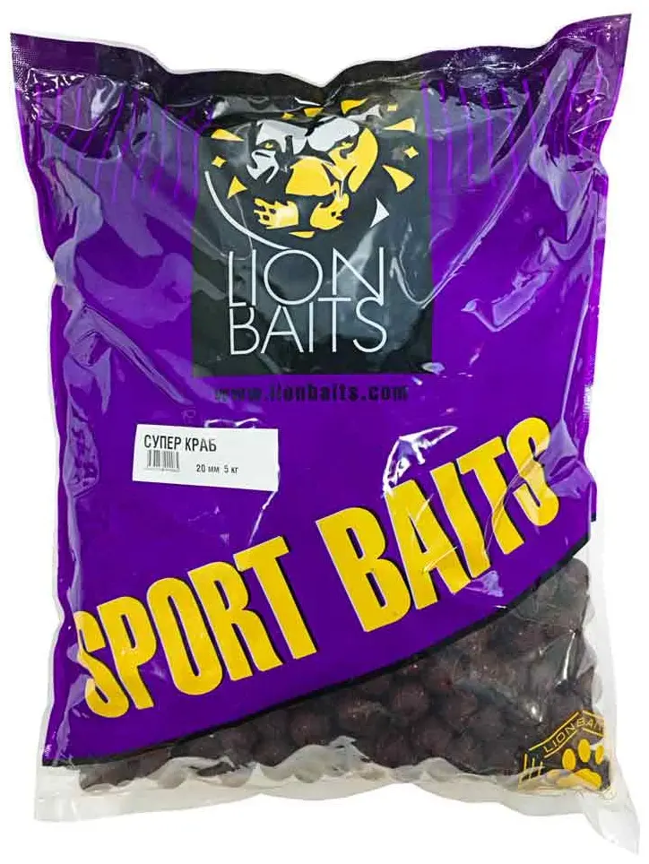 Прикормка Lion Baits Бойлы SPORT BAITS 20мм SUPER CRAB 5 кг купить,NaN
