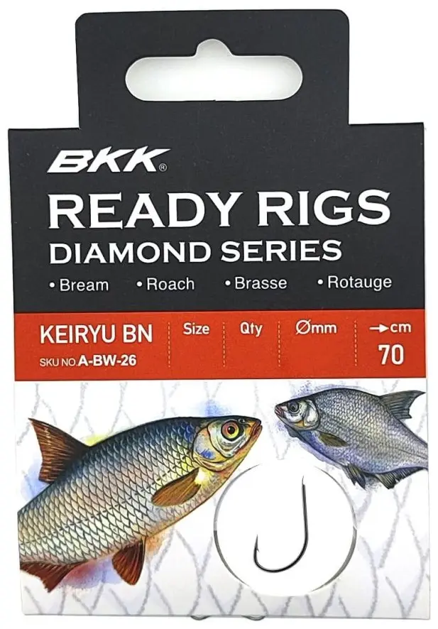 Крючок для рыбалки BKK Поводки с крючками Ready Rig Diamond - Keiryu BN №4, Ø 0.20, 70cm — A-BW-2619 одинарный черный 10 шт
