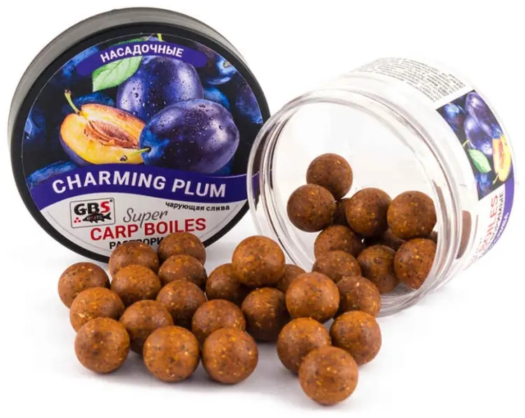 Прикормка GBS Baits Бойлы насадочные растворимые 16мм Чарующая слива 0.1 кг купить,NaN