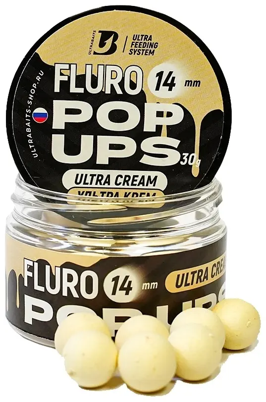 Прикормка Бойлы плавающие FLURO POP UPS ULTRABAITS Ультра крем 14мм, 30гр купить,NaN