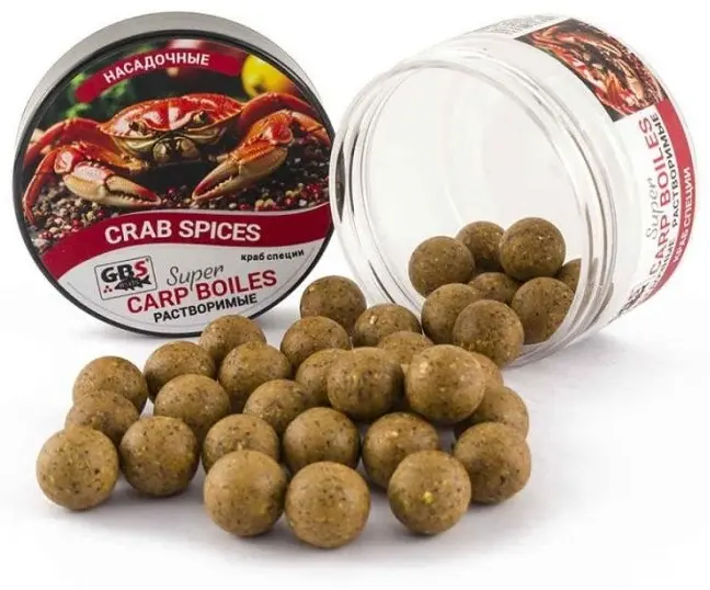 Прикормка GBS Baits Бойлы насадочные растворимые 16мм Краб-специи 0.1 кг купить,NaN