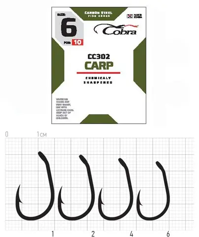 Крючок для рыбалки Cobra CC302-006 одинарный серебристый 10 шт купить,NaN