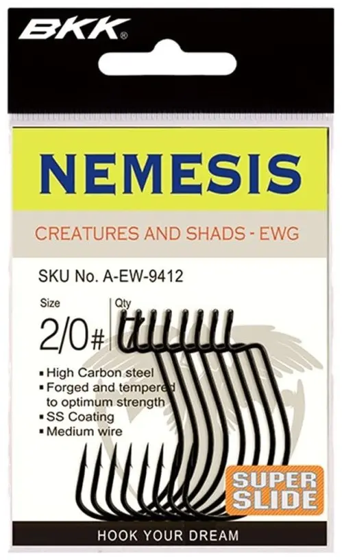 Крючок для рыбалки BKK Nemesis Superslide №2/0 офсетный черный 7 шт купить,NaN