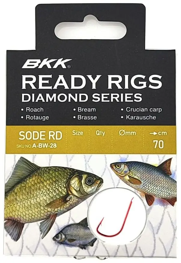 Крючок для рыбалки BKK Поводки с крючками Ready Rig Diamond - Sode RD №16, Ø 0.09, 70cm — A-BW-2830 одинарный красный 10 шт