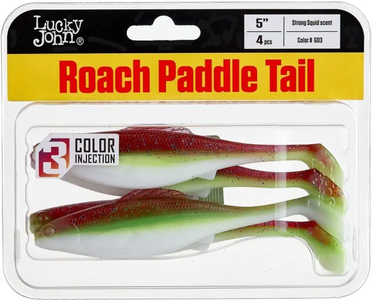 Мягкая приманка Lucky John 140181-G03 ROACH PADDLE TAIL 5.0in 4 шт 140181-G03 купить,NaN