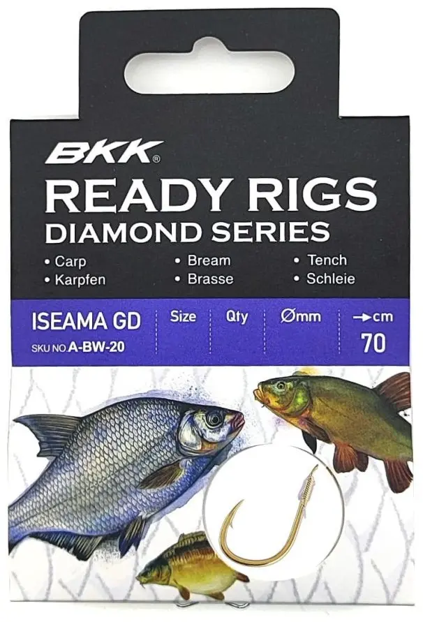 Крючок для рыбалки BKK Крючок одинарный с поводком Ready Rig Diamond - Iseama GD 12, Ø 0.14 A-BW-2010 одинарный золотистый 10 шт купить,NaN
