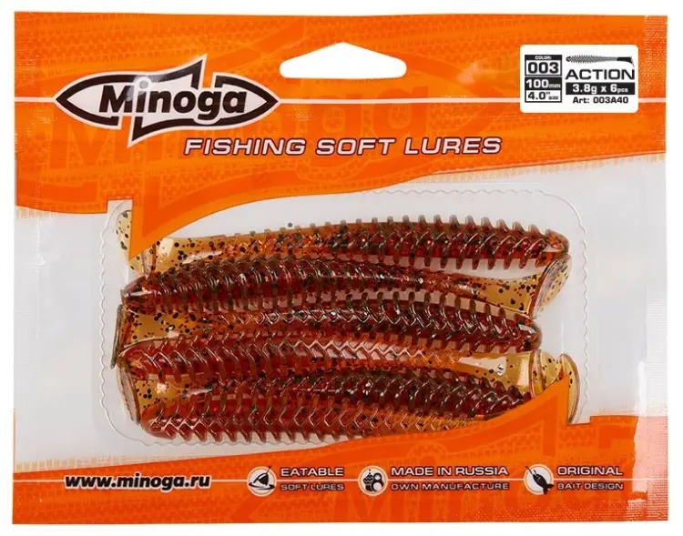 Мягкая приманка Minoga Action 4,0 6 шт 100 мм 003 купить,NaN