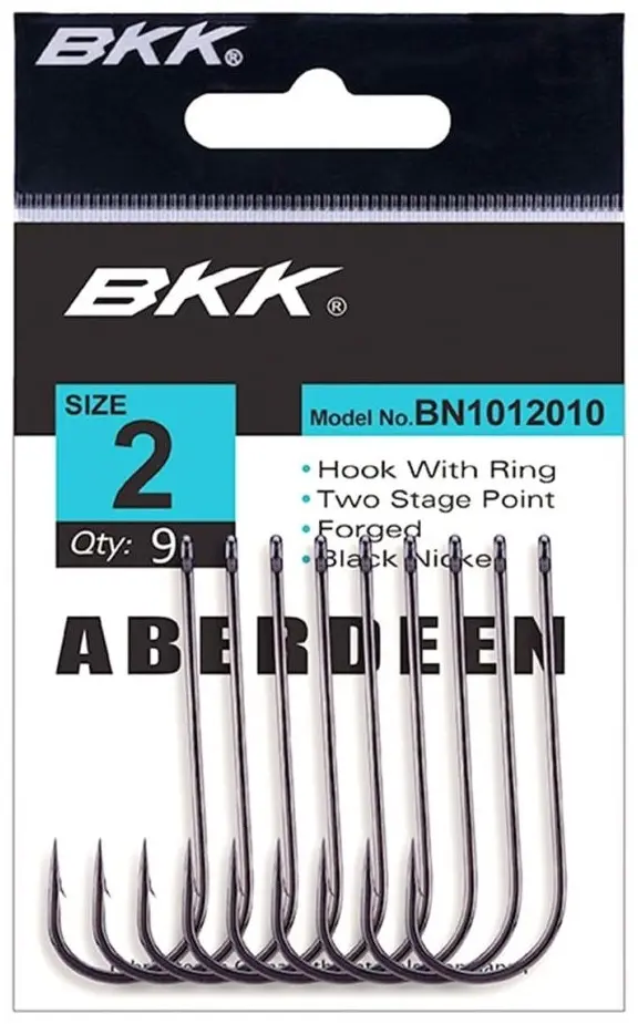 Крючок для рыбалки BKK Aberdeen-R Diamond Black Nickel №4, 10шт одинарный черный 10 шт
