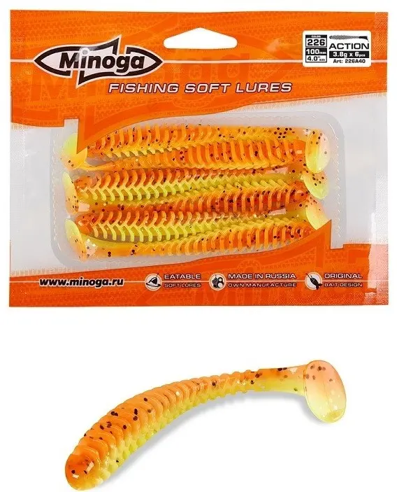 Мягкая приманка Minoga Приманка Action 4,0 (6шт) цвет 324 6 шт купить,NaN
