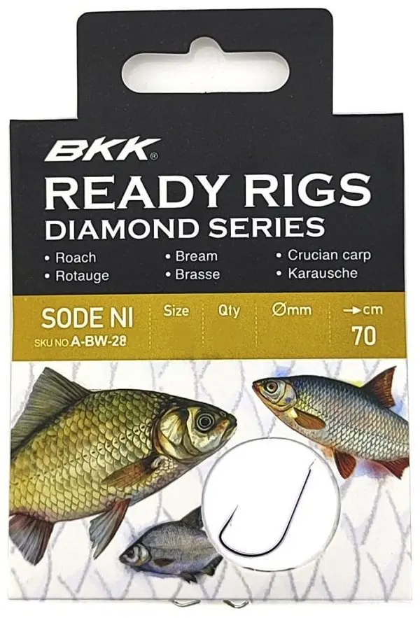 Крючок для рыбалки BKK Поводки с крючками Ready Rig Diamond - Sode Ni №14, Ø 0.10, 70cm — A-BW-2812 одинарный серебристый 10 шт купить,NaN