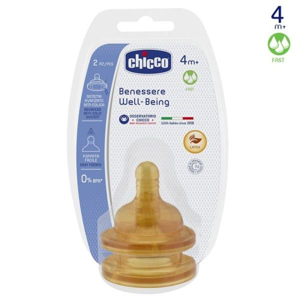Соска для бутылочек Chicco Wellbeing  2 шт купить,NaN