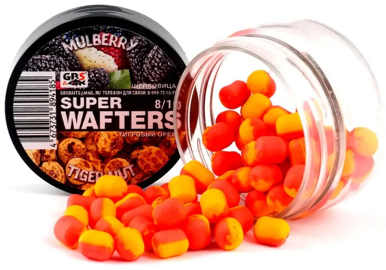 Прикормка GBS Baits Бойлы Wafters 8*10мм Шелковица Тигровый орех 0.66 кг