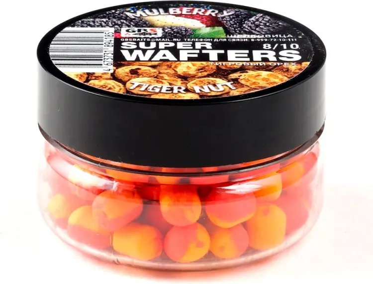 Прикормка GBS Baits Бойлы Wafters 8*10мм Шелковица Тигровый орех 0.66 кг