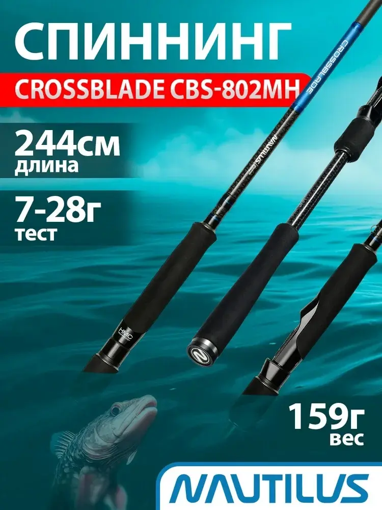 Удилище NAUTILUS Crossblade CBS-802МH 7-28гр спиннинговое 2.44 м купить,NaN