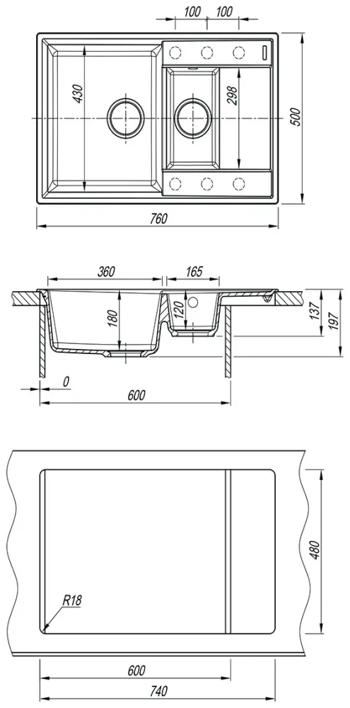 Кухонная мойка Lemark Ramza 760 76х50х18 см, искусственный камень, тон шампань купить,NaN