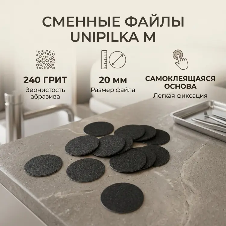 Unipilka сменные файлы для педикюрного диска M 240 50 шт купить,NaN